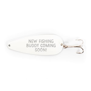 New Fishing Buddy Coming Soon | Fishing Pregnancy Announcement| Personalized Custom White Fishing Lure Spoon Engraved