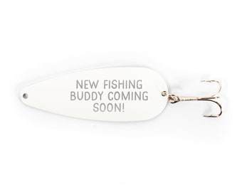 New Fishing Buddy Coming Soon | Fishing Pregnancy Announcement| Personalized Custom White Fishing Lure Spoon Engraved