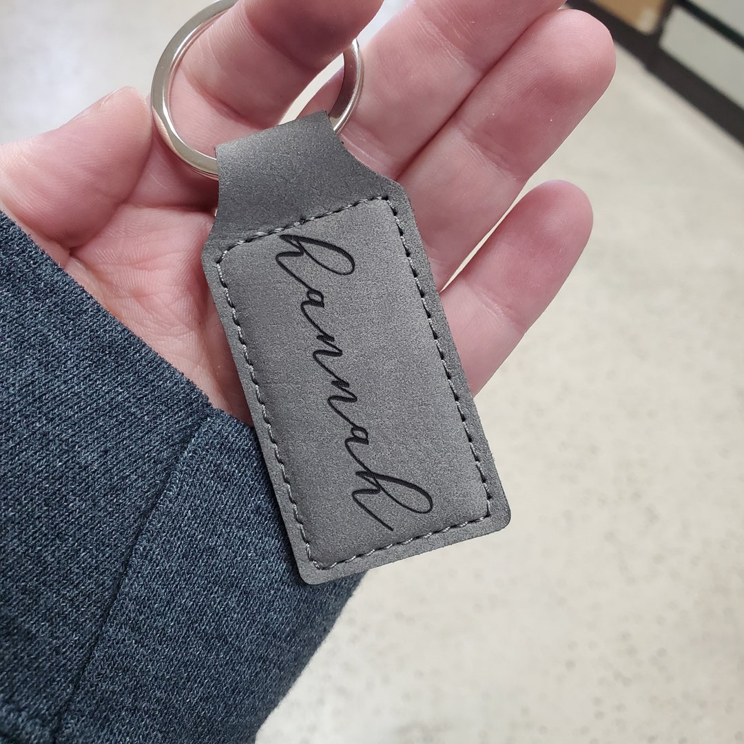 Keychain Cursive Personalized Name Keychain Faux Leather | Custom Script Cursive ...