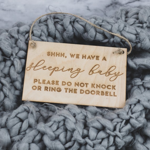 Baby Sleeping Door Sign - 12 Inch Wood Hanging Sign, 'Do Not Disturb' For Nursery, New Parent Gift - View #2