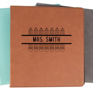 Personalized Teacher Planner Binder Faux Leather | Graduation Professor Teacher End Of Year School Gifts
