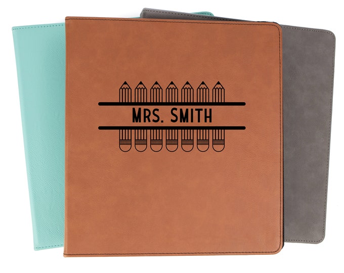 Personalized Teacher Planner Binder Faux Leather | Graduation Professor Teacher End Of Year School Gifts