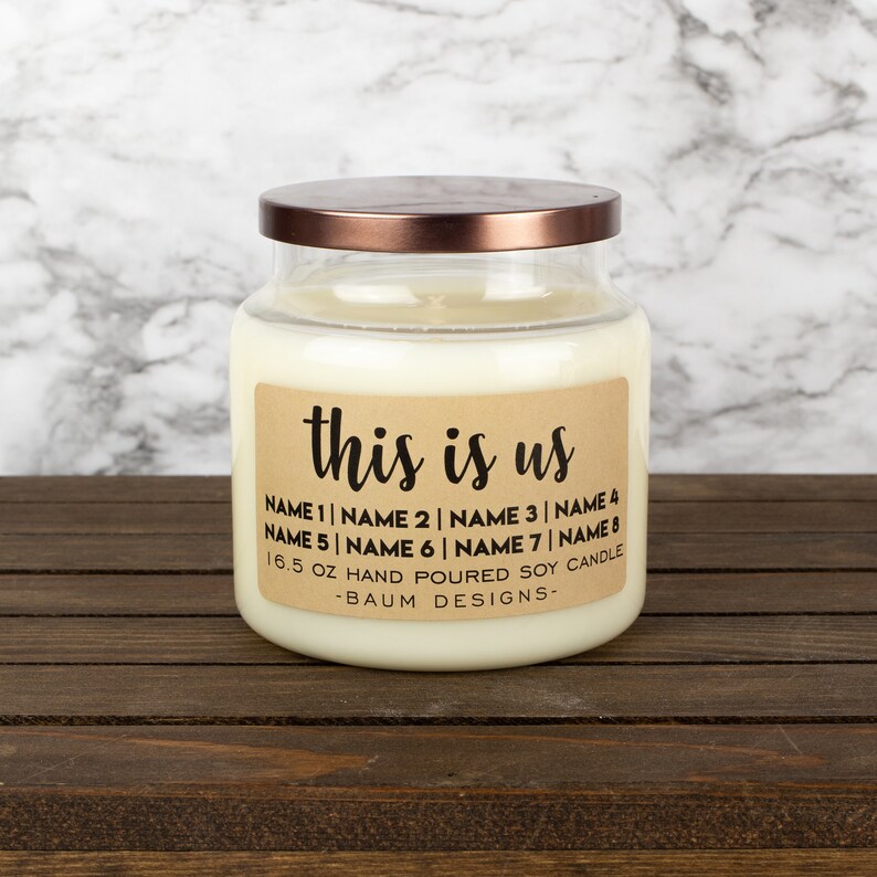 Personalized This Is Us Family Names Soy Candle Custom 16.5 oz. Large Hand Poured All Natural Candles Unique Gift image 3