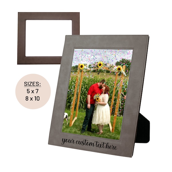 Custom Text Personalized Picture Frame | Faux Leather Custom Photo Frame | Unique Wedding Bridal Shower Mother's Day Gift