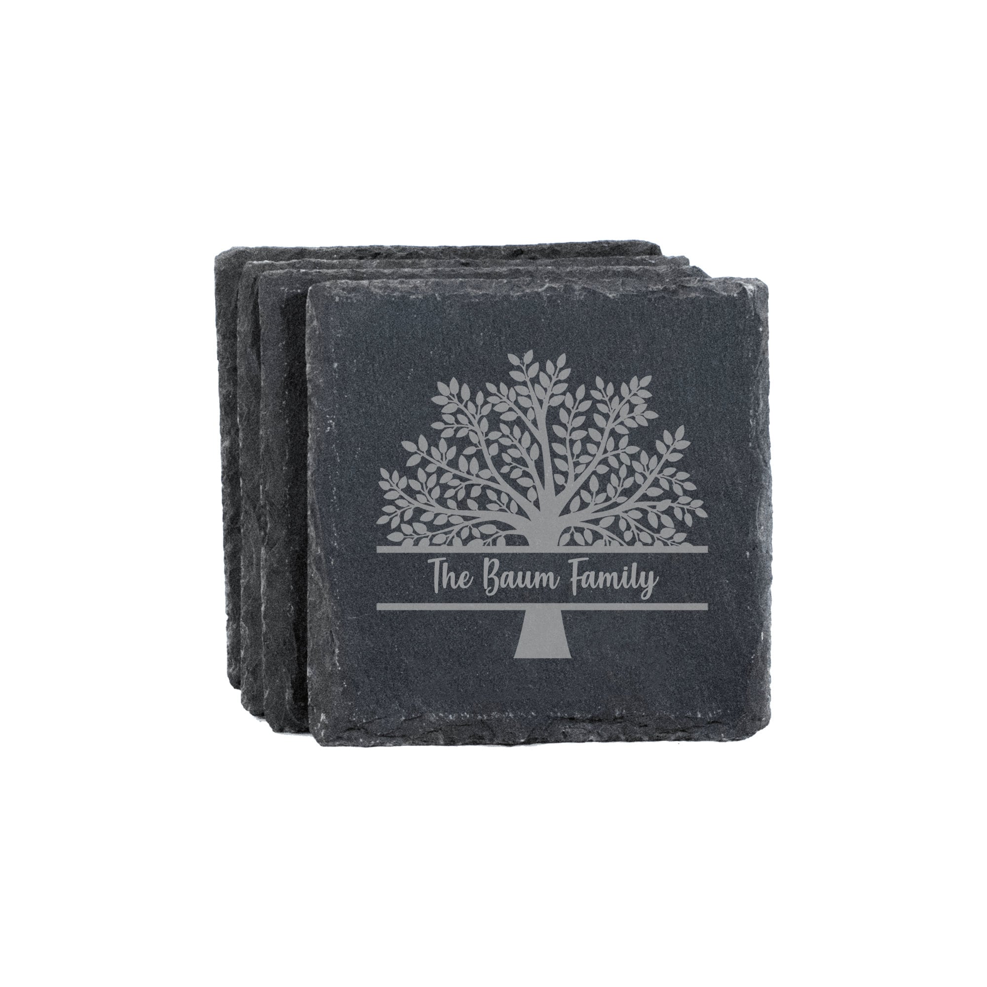 Personalized Family Tree Slate Coasters - Set of 4 | Custom Engraved ...