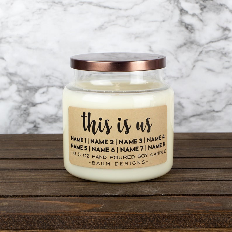 Personalized This Is Us Family Names Soy Candle Custom 16.5 oz. Large Hand Poured All Natural Candles Unique Gift image 2