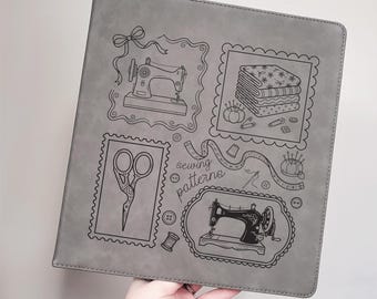 Sewing Patterns Binder Organization Personalized Faux Leather | Sewing Quilter Quilting Gifts