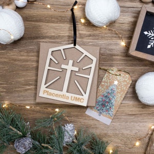 Church BULK Personalized Custom Wood Ornaments | Unique Christmas Gift Charity Fundraiser Congregation Bible Study Ornament Service Favor