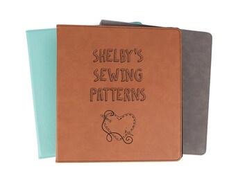 Personalized Sewing Patterns Binder Organization Personalized Faux Leather | Sewing Quilter Quilting Gifts