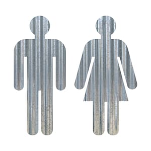 Bathroom People Corrugated Galvanized Metal Sign