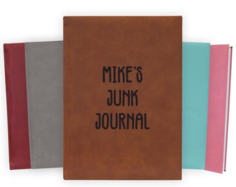 Personalized Junk Journal - Faux Leather Unlined Blank or Lined Page Notebook | Journaling Scrapbooking