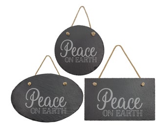 Peace On Earth Slate Sign | Unique Christmas Decorations Signs Winter Home Decor Sign