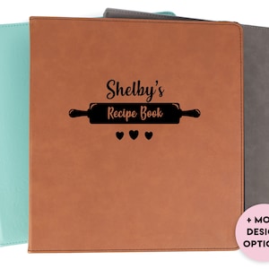 Personalized Recipe Book Binder Faux Leather | Meal Planning Planner Recipe Notebook | Unique Wedding Gift Bridal Shower Gift Gifts For Her