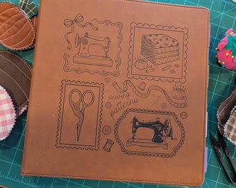 Sewing Patterns Binder Organization Personalized Faux Leather | Sewing Quilter Quilting Gifts