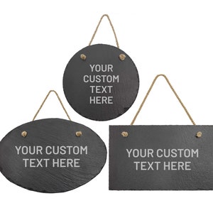 Personalized Custom Text Sign Slate Door Hanger | Unique Home Decor Family Business Signs