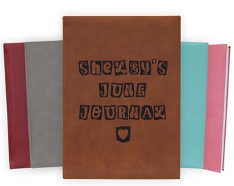 Personalized Junk Journal - Faux Leather Unlined Blank or Lined Page Notebook | Journaling Scrapbooking