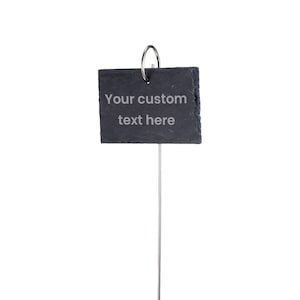 Custom Text Personalized Slate Plant Marker Stake Tall Hanging Label | Unique Garden Memorial Tree Sign