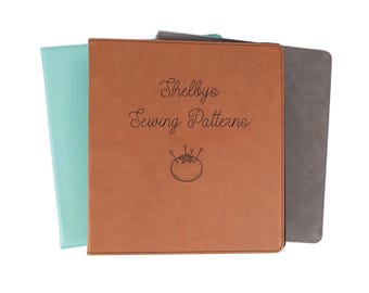 Personalized Sewing Patterns Binder Organization Personalized Faux Leather | Sewing Quilter Quilting Gifts