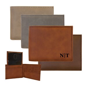 Personalized Wallet Faux Leather Bi-Fold With Flip ID Wallet | Unique Gift For Him Anniversary Fathers Day Mother&#39;s Day