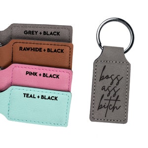 Boss Ass Bitch Keychain Faux Leather | Girl Boss Keychains Unique Gift