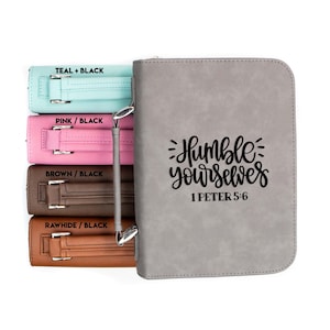 Humble Yourselves 1 Peter 5-6 Faux Leather Bible Cover | Personalized Faux Leather Case Engraved Confirmation Gift