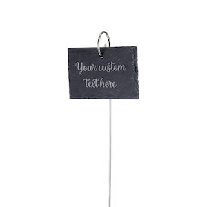 Custom Text Personalized Slate Plant Marker Stake Tall Hanging Label | Unique Garden Memorial Tree Sign