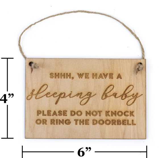 PERSONALIZED Sleeping Baby or E-learning Wood Door Hanger Sign Shh