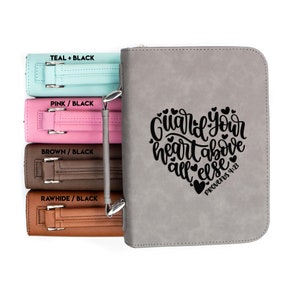Guard Your Heart Above All Else Proverbs 4-23 Faux Leather Bible Cover | Personalized Faux Leather Case Engraved Communion Confirmation