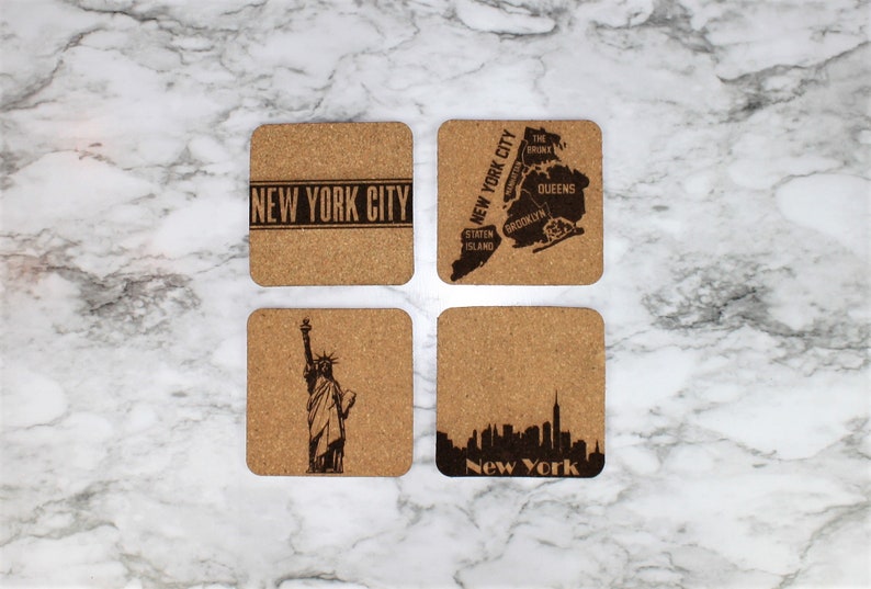 New York Themed Cork Coasters