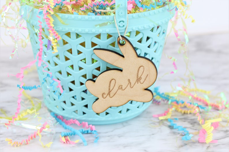 Personalized Easter Basket Name Tag Wooden Laser Engraved Etsy