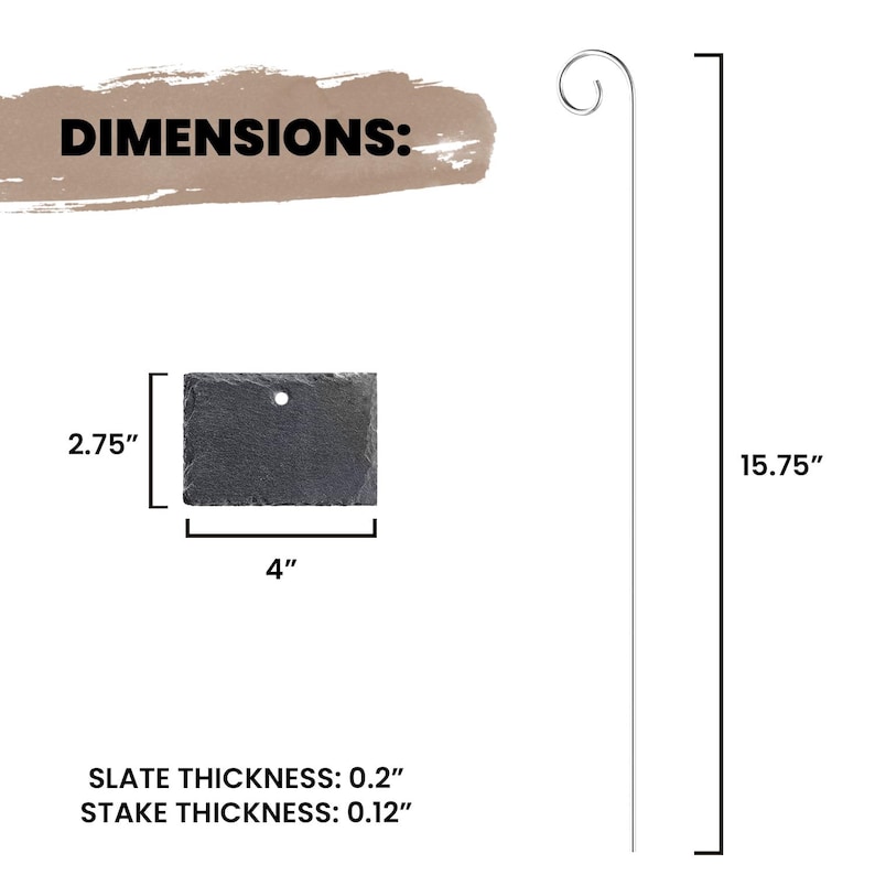Custom Text Personalized Slate Plant Marker Stake Tall Hanging Label | Unique Garden Memorial Tree Sign