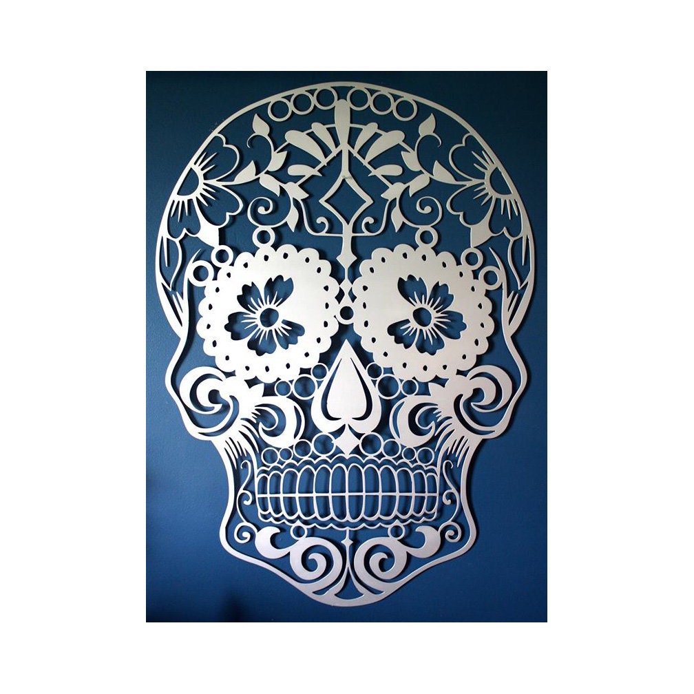 Metal Sugar Skull Sign Day Of The Dead Detailed Steel Art | Custom Cut Metal Art | Unique Gift