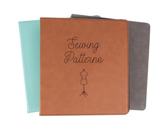 Sewing Patterns Binder Organization Personalized Faux Leather | Sewing Quilter Quilting Gifts