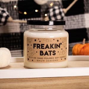 Freakin' Bats Soy Candle | Halloween Fall 16.5 oz. Large Hand Poured All Natural Candles | Unique Spooky Season Gift