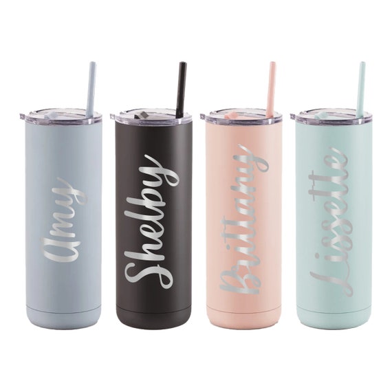Personalized Tumbler Cup Metal Drink Cooler Tall Slim Can Coolers Kids  Water Bottle Matte Modern Cups Unique Gift Bridesmaid Wedding 