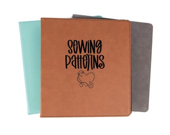 Sewing Patterns Binder Organization Personalized Faux Leather | Sewing Quilter Quilting Gifts