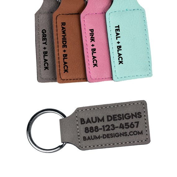 Custom Leather Keychains Bulk - Black Leather Key Holder