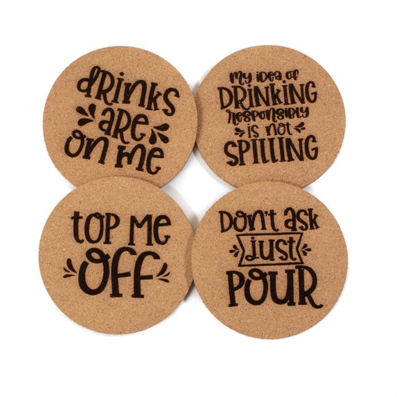  Coasters for Drinks, 6 PCS Funny Coasters Set with