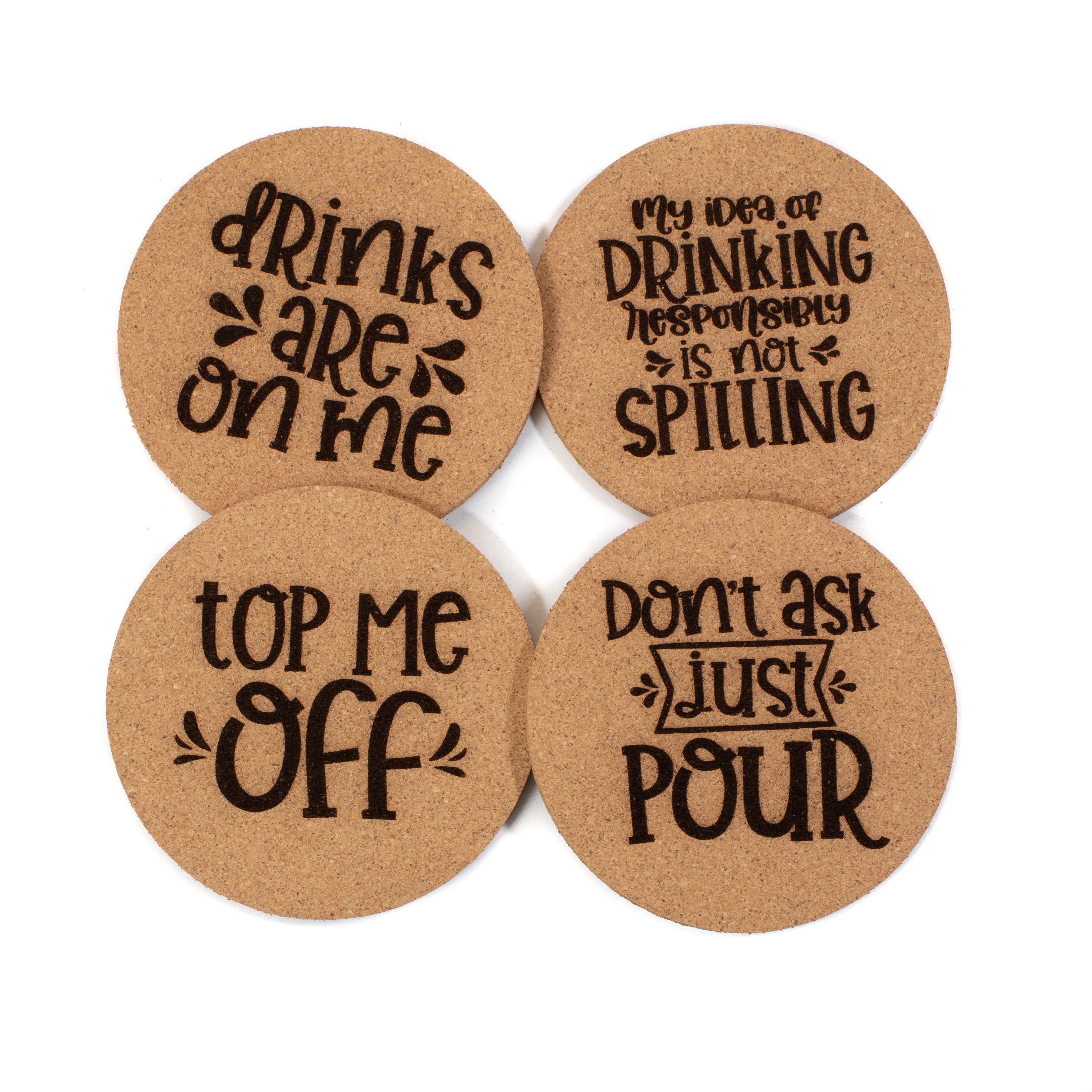 Drinking Cork Coaster Set Funny Alcohol Coasters Funny Etsy UK