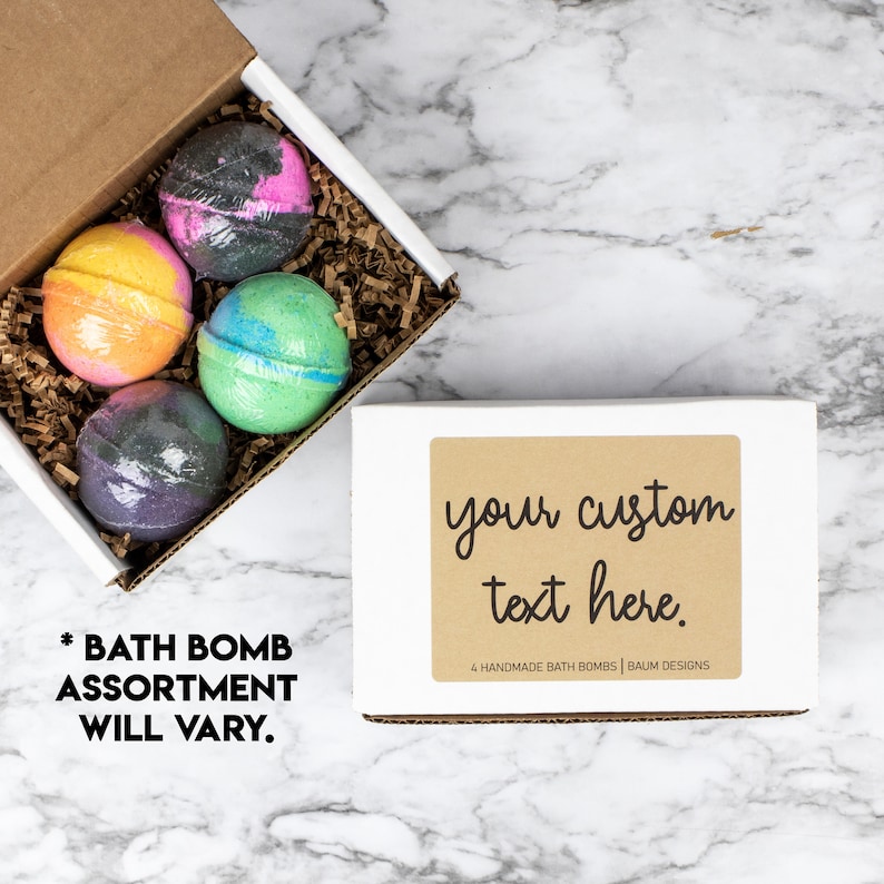 Personalized Your Custom Text Bath Bomb 4pc Set Handmade Etsy