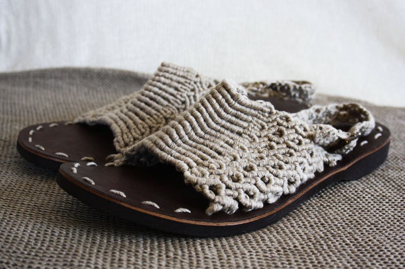 Makramee slingbacks 100/% linen nature ultra lightweight flax sandal-summer must have natural linen slingbacks macramee design shoes