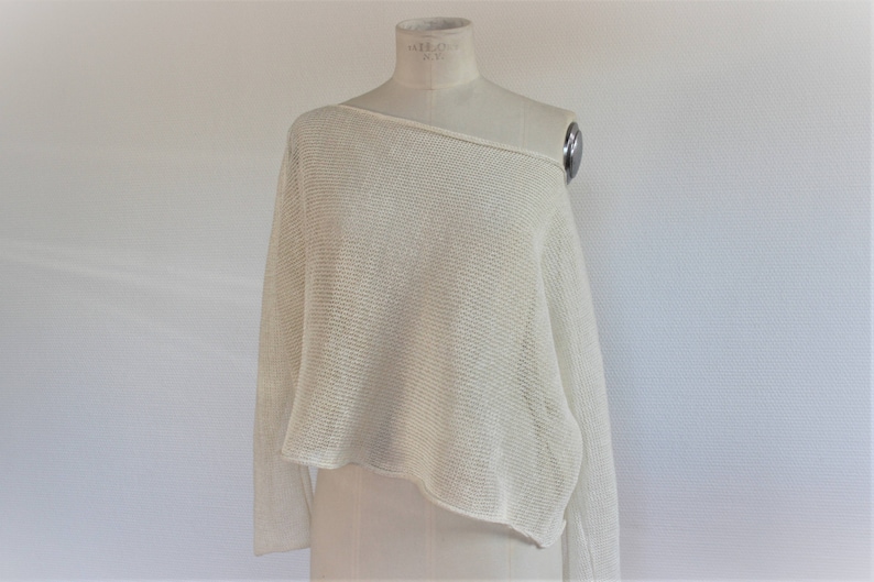 summer sweater skin-friendly Short Women/'s knit sweater 100/% linen in nature white organic yarn women knitted sweater pure linen knit