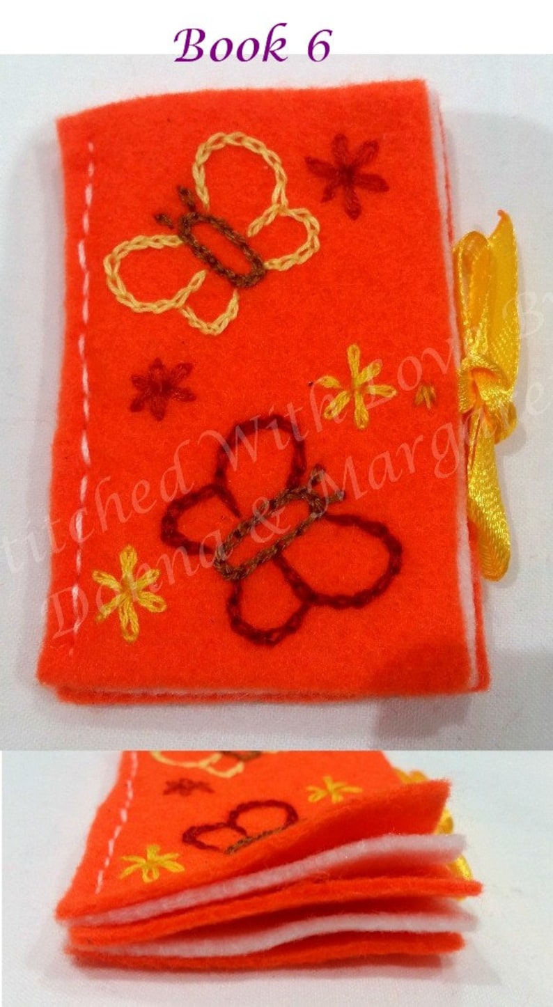 Felt Needle Book or Case With Hand Embroidered Butterflies