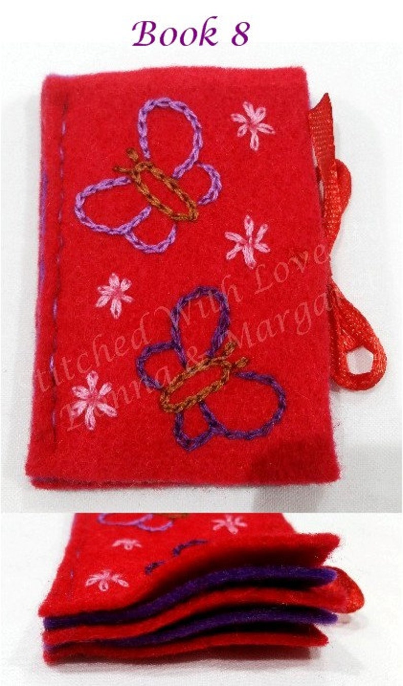 Felt Needle Book or Case With Hand Embroidered Butterflies