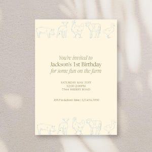 Farm Animal Birthday Invitation Template | Editable Canva Template| Farm 1st Birthday | Instant Download