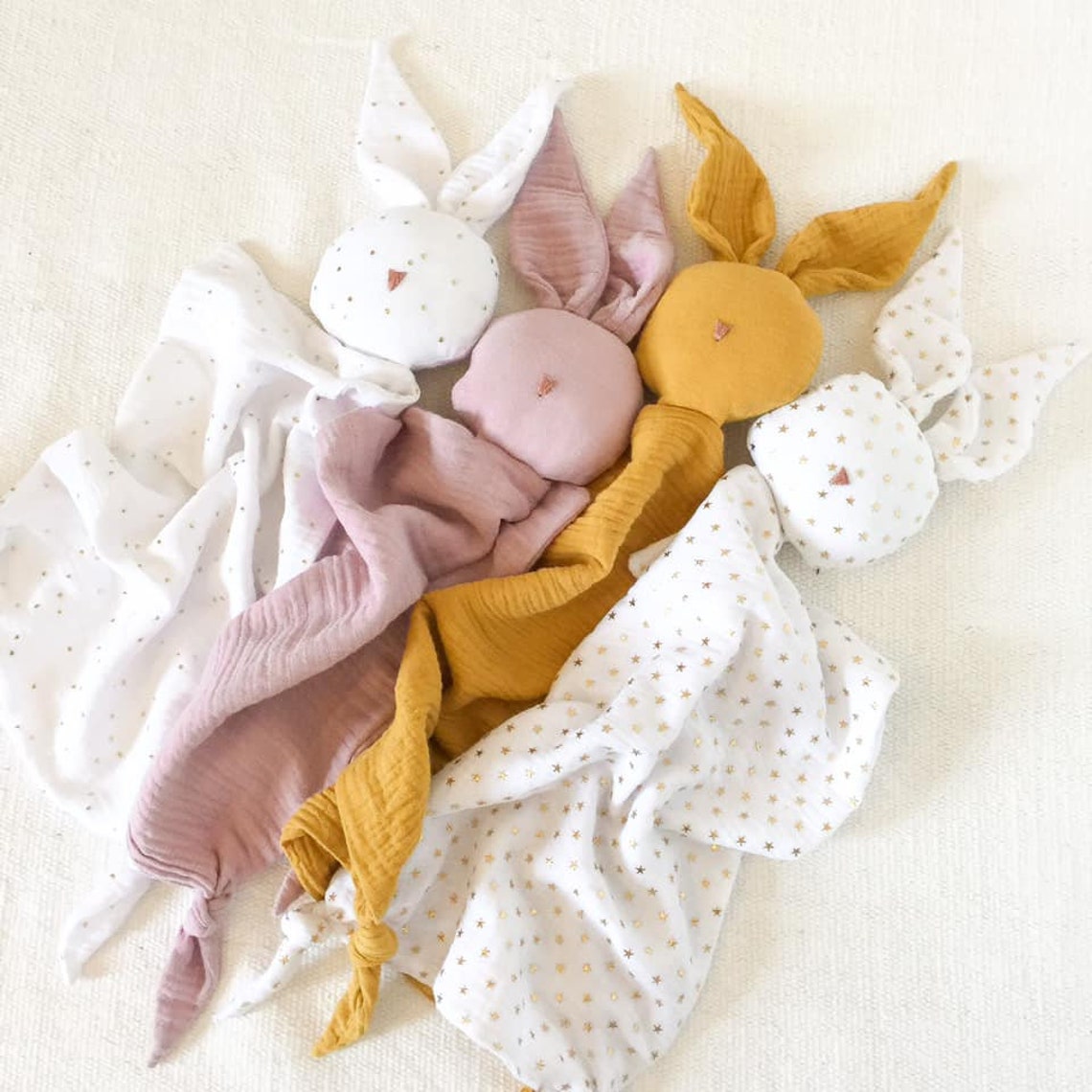 Muslin Cuddle Bunny Muslin Comforter Baby Comforter Etsy