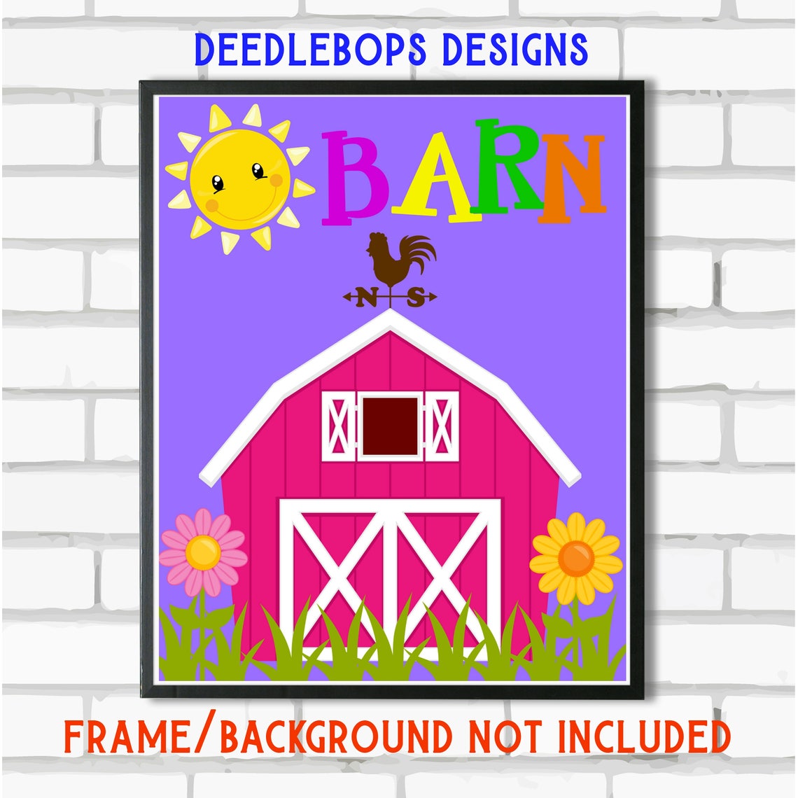 FARM ANIMAL Digital Art Farm Animal Art Pink Barn Farm Art Etsy