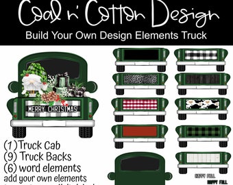 Green Truck Elements - Build Your Own Truck -  PNG, Sublimation, Waterslide, Clipart, Digital Download