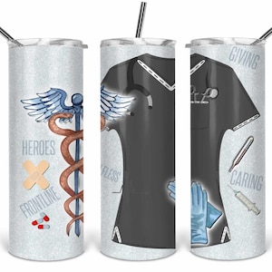 Grey Scrub Top 20oz skinny Tumbler Template,  Sublimation, Waterslide, Clipart,  PNG Digital Download
