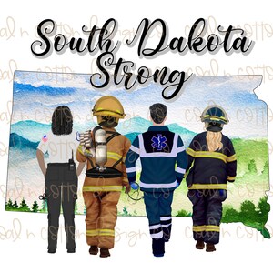 South Dakota Ersthelfer stark - Aquarell, medizinisches Personal, Sublimation, Wasserrutsche, Clipart, PNG digitaler Download